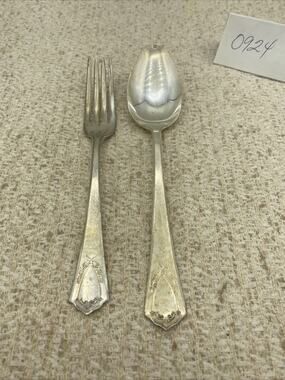 ARION Silverplate JEWELL Pattern Silverplate 8.25” SERVING SPOON & FORK 6.5”